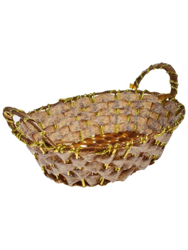 YALDIZLI HASIR EKMEK SEPETİ OVAL GLD-8004