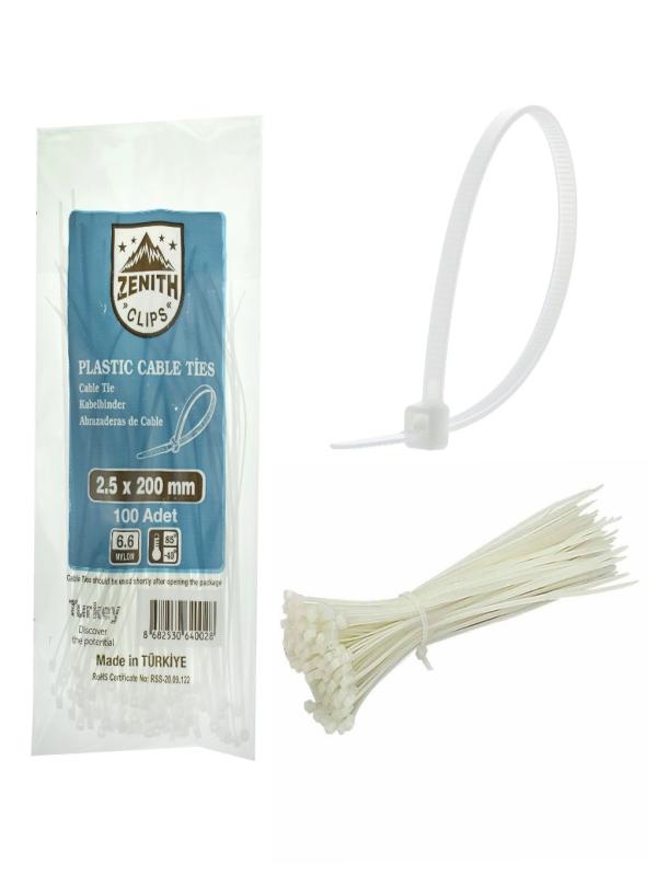 ZENITH KABLO BAĞI  CIRT KELEPÇE 2,5*200 MM ŞEFFAF PK:100