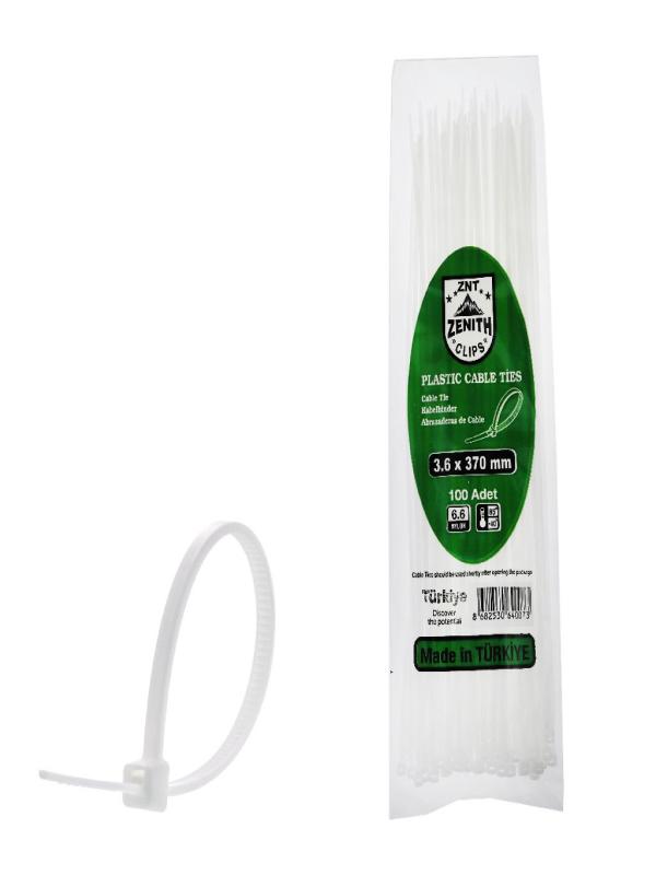 ZENITH KABLO BAĞI  CIRT KELEPÇE 3,6*370 MM BEYAZ PK:100