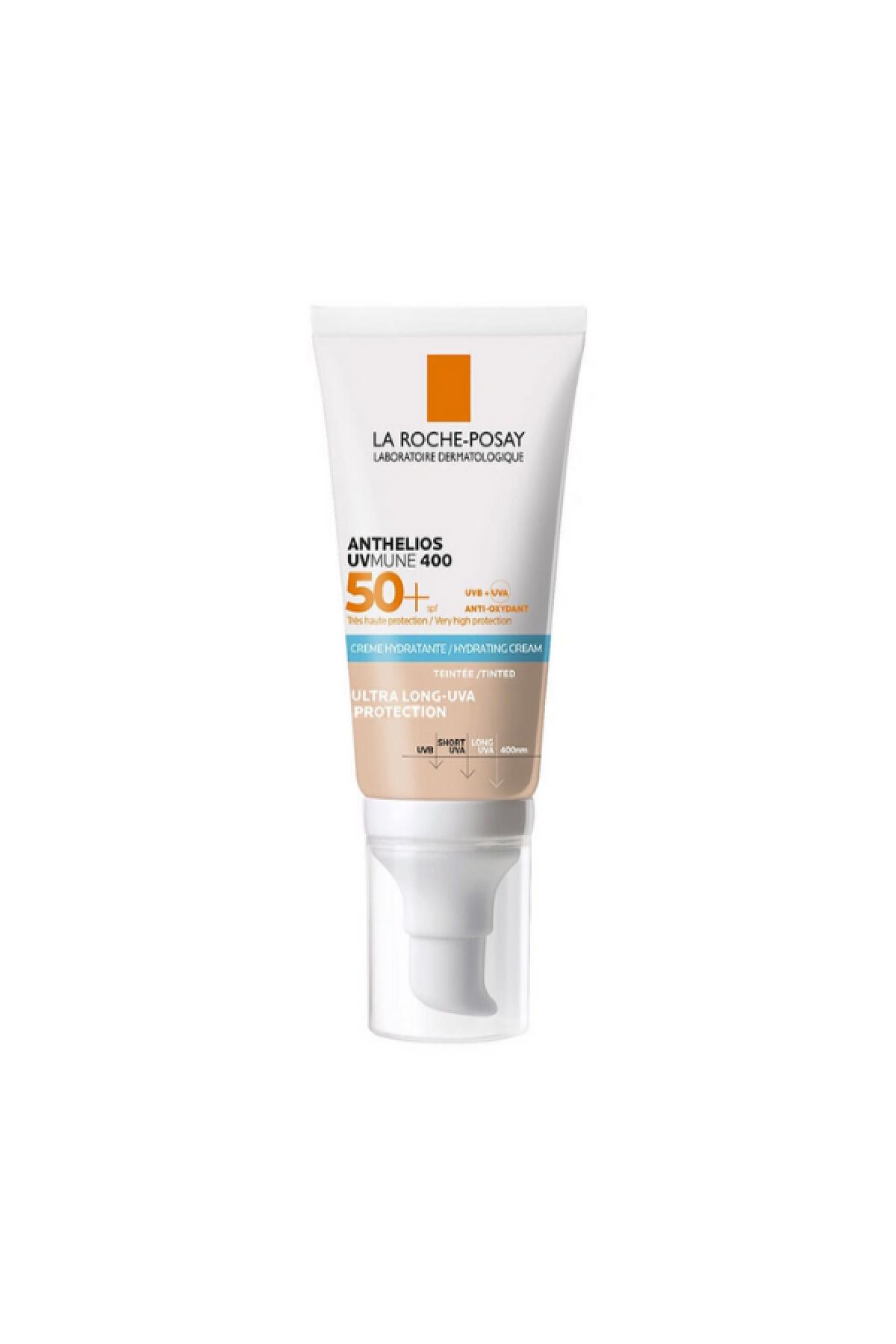 La Roche Posay Anthelios Uvmune Hydrating Cream Renkli SP50+ Tüm Cilt Tipleri İçin Güneş Koruyucu Yüz Kremi, En Uzun UV Işınlarına Karşı En Etkili Filtre 50ml