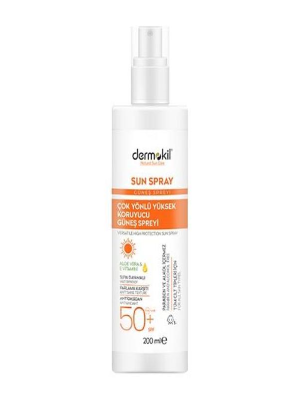 Dermokil Sun Spray Çok Yönlü Yüksek Koruyucu Güneş Spreyi  Spf 50+ 200 Ml