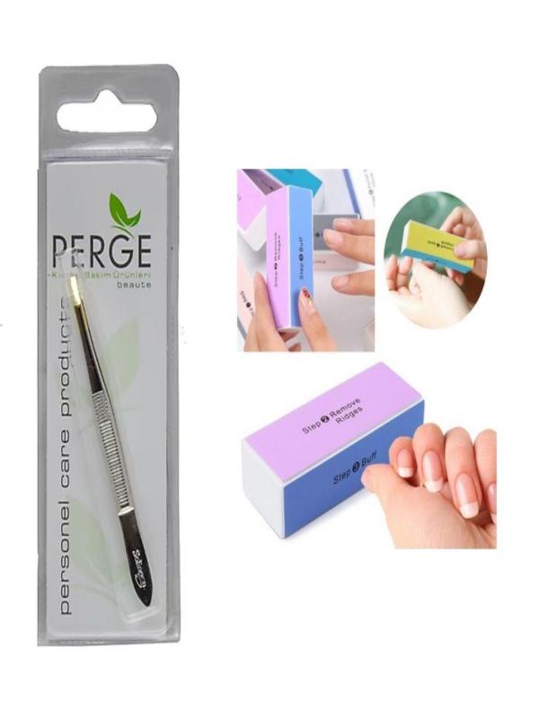 Perge Dar Ağız Cımbız  + Flore Tırnak Üstü Parlatıcı Tampon Hediye