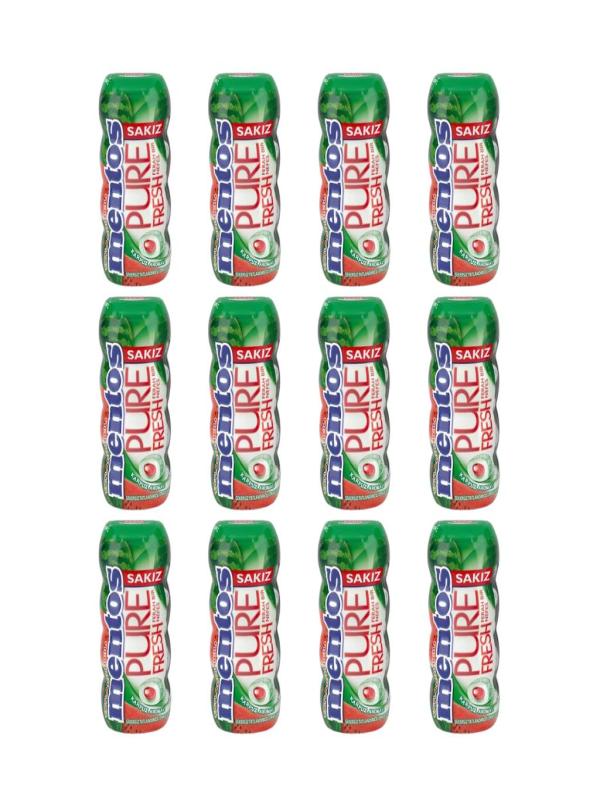 Mentos Pure Fresh Karpuz Aromalı Şekersiz Tatlandırıcılı Draje Sakız 30 g x 12 Adet
