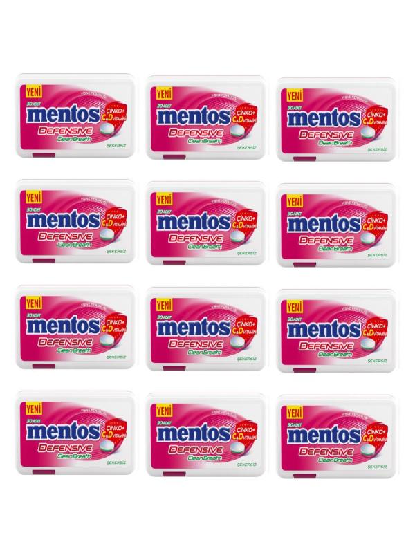 Mentos Defensive Clean Breath Vişne Aromalı Tatlandırıcılı Tablet Şekerleme 21 g x 12 Adet