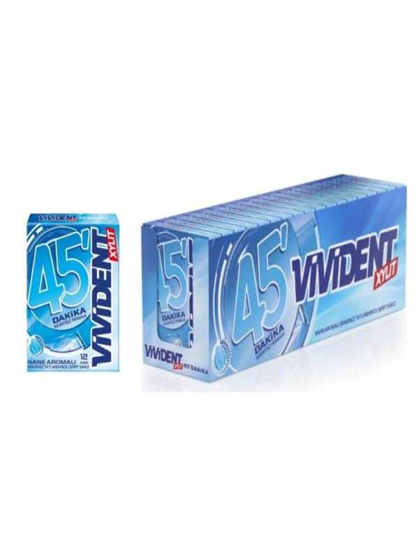 Vivident XYLIT 45 Dakika Nane Aromalı Şekersiz Sakız 33 g x 18 Adet