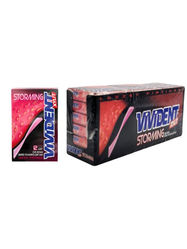 Vivident Storming Çilek Aromalı Şekersiz Sakız 33 g x 18 Adet