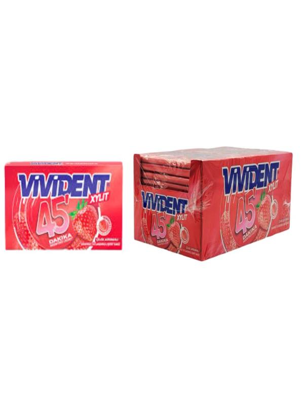 Vivident XYLIT 45 Dakika Çilek Aromalı Şekersiz Sakız 26 g x 18 Adet