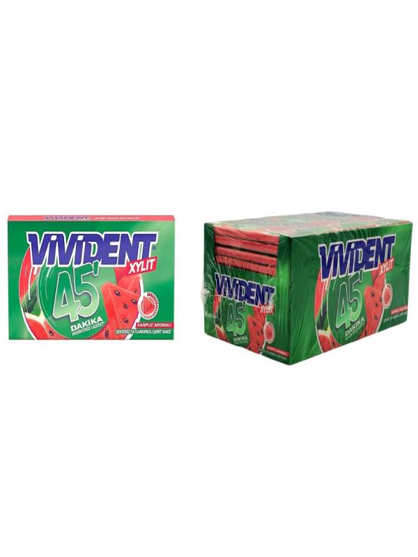 Vivident XYLIT 45 Dakika Karpuz Aromalı Şekersiz Sakız 26 g x 18 Adet