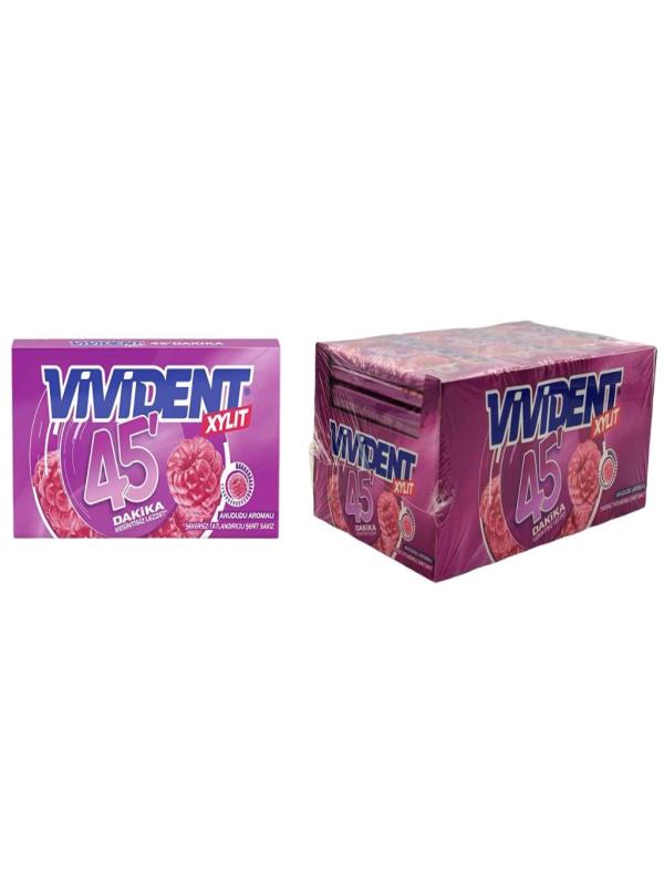 Vivident XYLIT 45 Dakika Ahududu Aromalı Şekersiz Sakız 26 g x 18 Adet