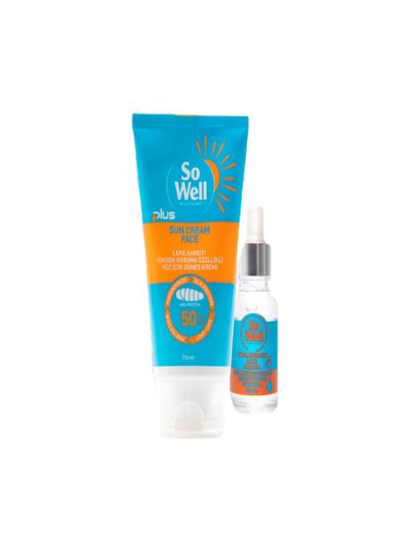 So Well Leke Karşıtı Yüz İçin Güneş Kremi Spf 50+ Plus 75 ml + Hyaluronic Serum Hediyeli 20 ml