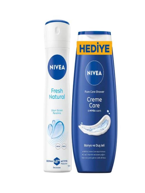 Nivea Fresh Natural Deodorant 150 ml + Creme Care Banyo ve Duş Jeli 250 ml