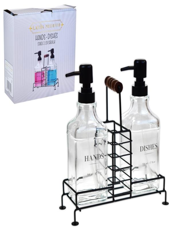 LAVİN SİYAH METAL STANDLI SIVI SABUNLUK 2 Lİ LVN48453