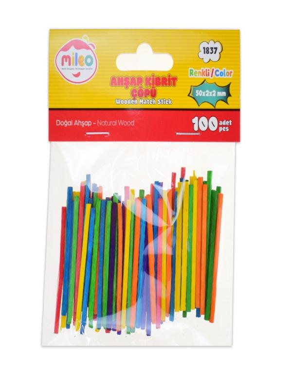 AHŞAP ÇUBUK KİBRİT ÇÖPÜ 2*2*50 MM RENKLİ 1837