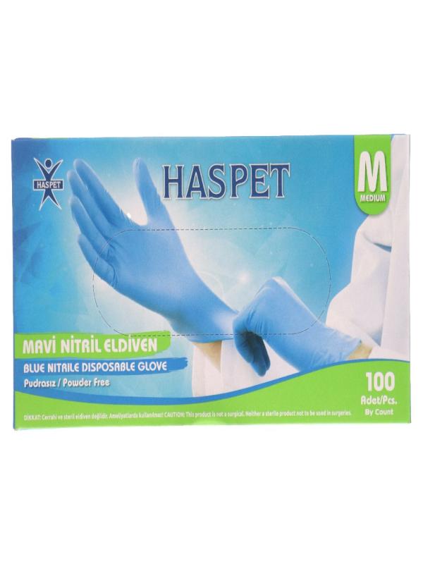 HAS-PET MUAYENE ELDİVENİ NİTRİL M MAVİ PUDRASIZ