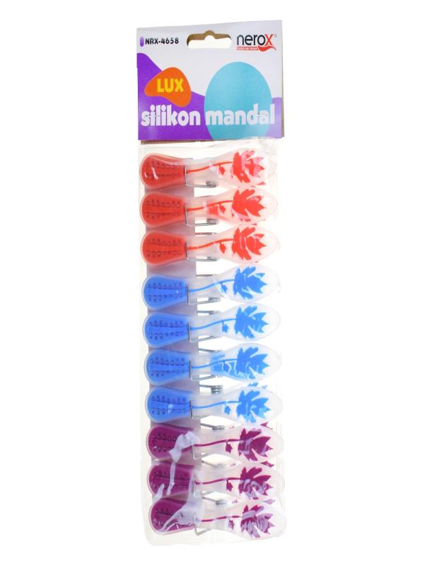 NEROX SİLİKON MANDAL ŞEFFAF ÇINARLI 10LU NRX-4658