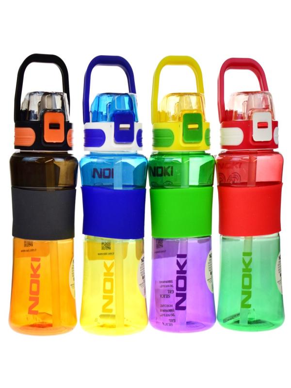 NOKİ SU MATARASI TRİTAN PİPETLİ KAPAK ÇİFT RENK SİLİKON KEMERLİ 700 ML T-0115