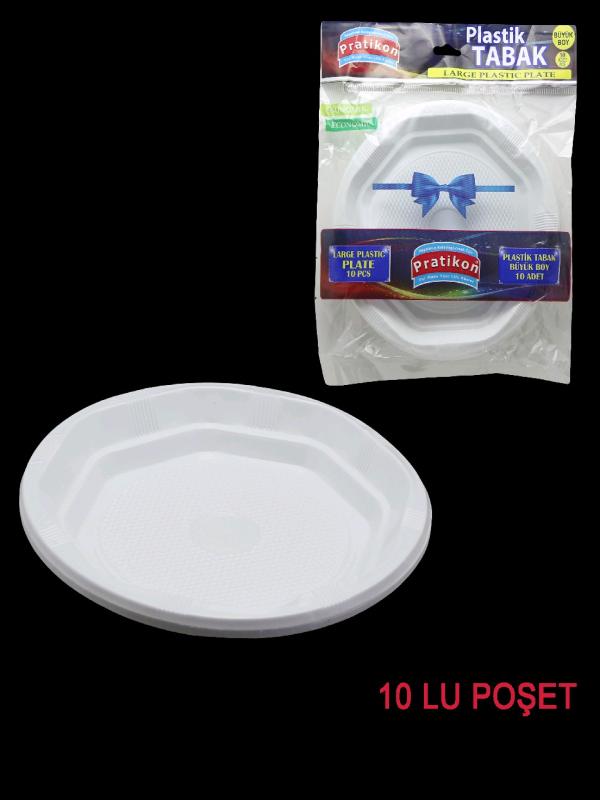 PRATİKON PLASTİK TABAK BÜYÜK 10 LU PR1144