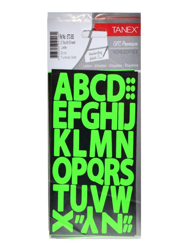 TANEX MIX 23MM YEŞİL HARF ETİKETİ 2 AD STC-553