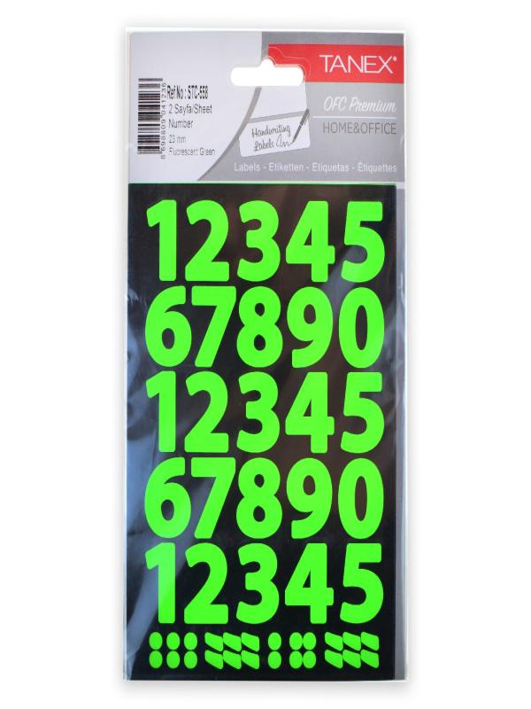 TANEX MIX 23MM YEŞİL RAKAM ETİKETİ 2 AD STC-558