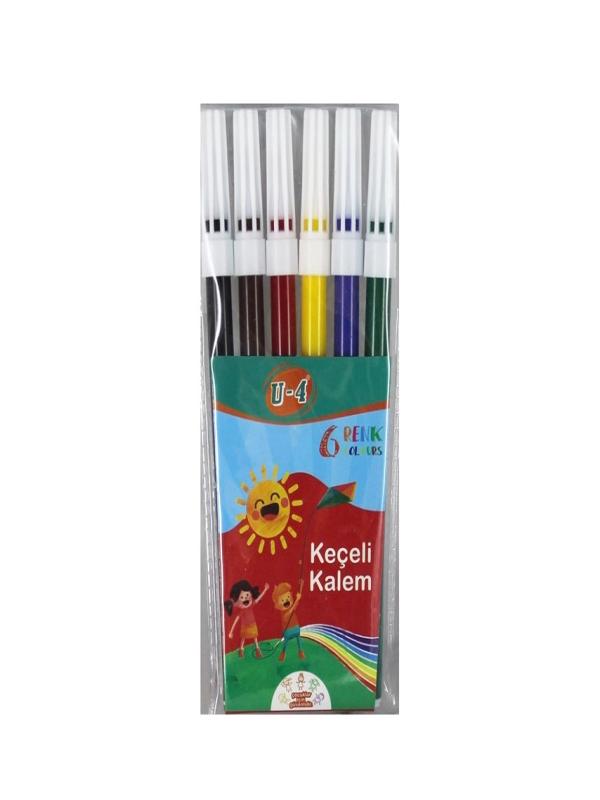 U-4 KEÇELİ BOYA KALEMİ 6 RENK U4-1039