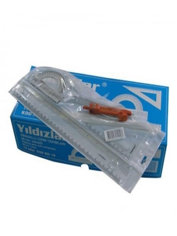 YILDIZLAR ÇİZİM TAKIMI PERGELLİ 30 CM NO:019