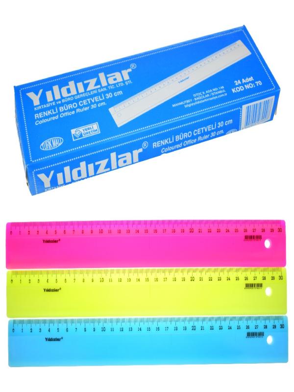 YILDIZLAR RENKLİ BÜRO CETVELİ 30 CM NO:70