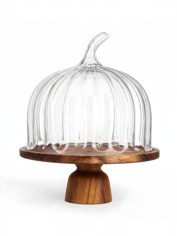 MİEN DOME AKASYA STANDLI AYAKLI CAM KEK FANUS TPD230125-2
