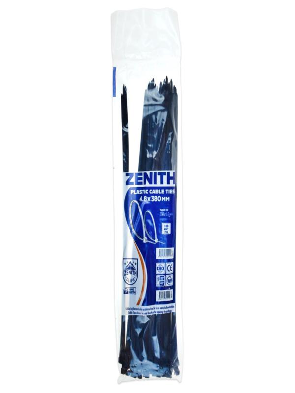 ZENITH KABLO BAĞI &amp;amp; CIRT KELEPÇE 4,8*380 MM SİYAH PK:100
