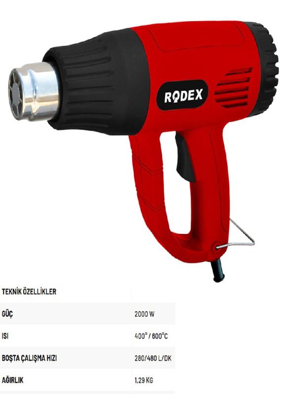 RODEX SICAK HAVA TABANCASI 300-600°C 2000W RDX303A