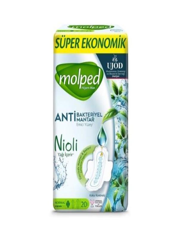 Molped Hijyen Max Anti Bakteriyel Mantar Emici Yüzey Kadın Pedi Normal 20 li