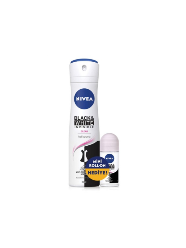 Nivea Kadın Deodorant Invisible B&W 150 ml + Roll-On 25 ml Hediye