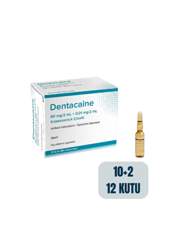 DENTACAINE 80mg/2ml+0,01mg/2ml ARTIKAIN, EPINEFRIN 20 ampul/kutu (12 KUTU)